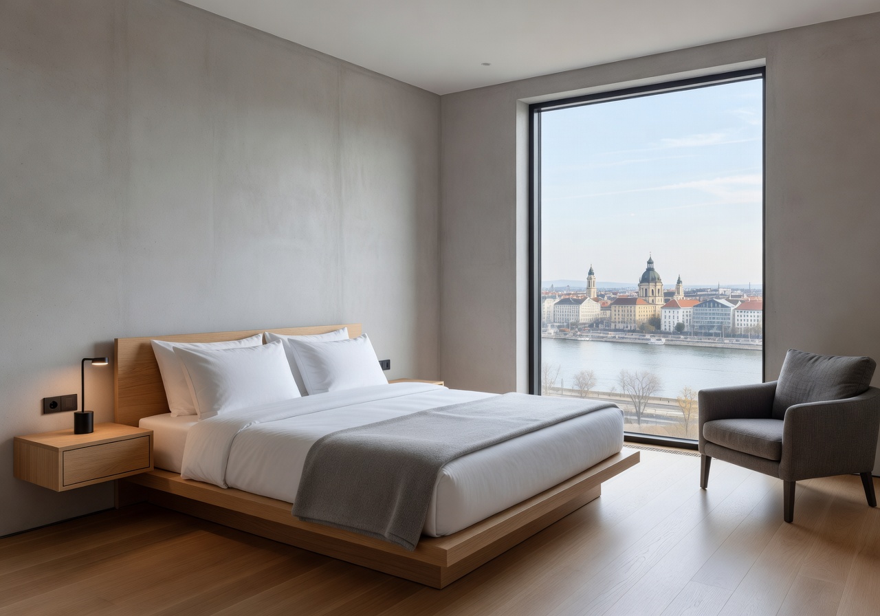 Maverick City Lodge clean modern room interior in central Budapest, Hungary